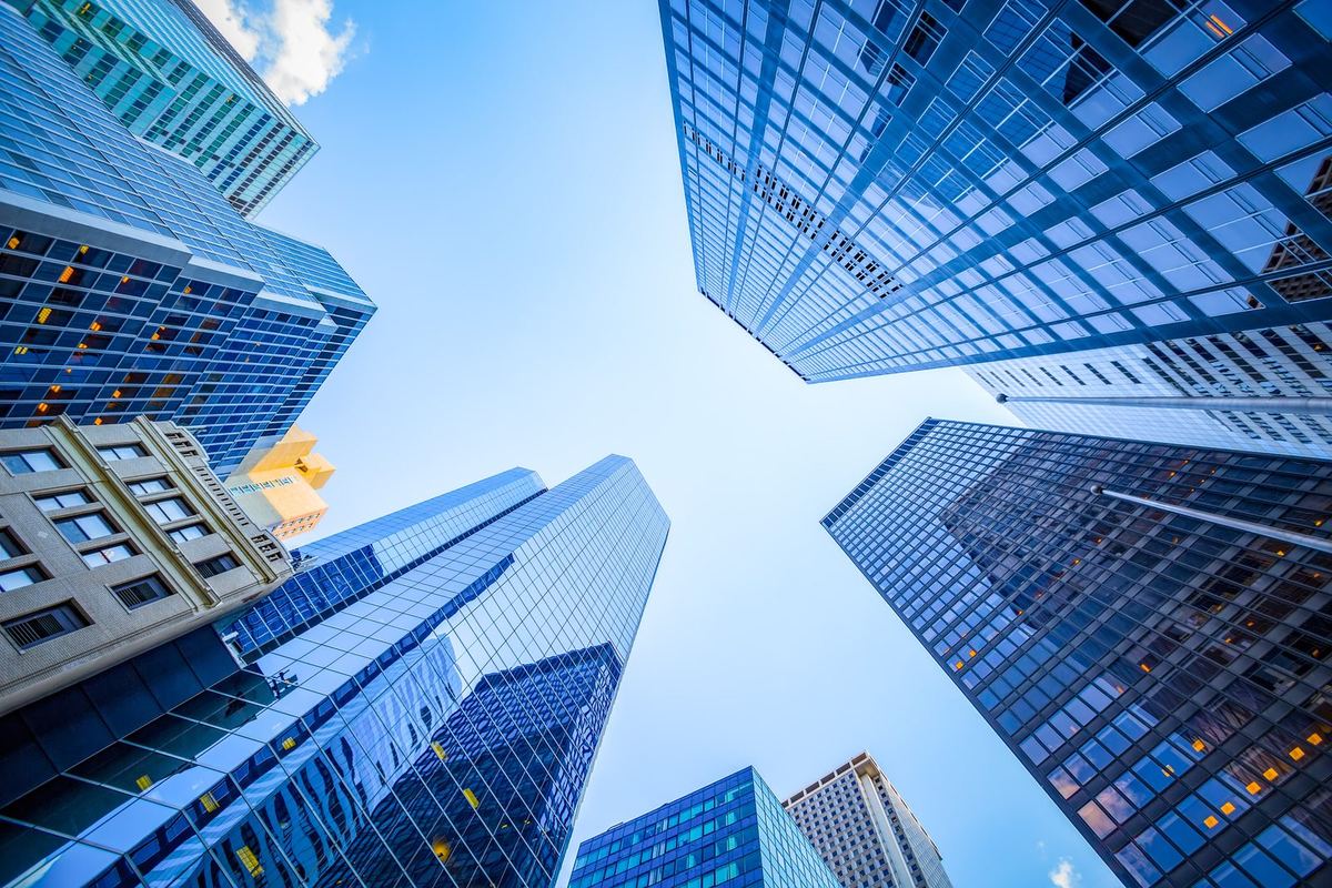 Modern office buildings in a business district
